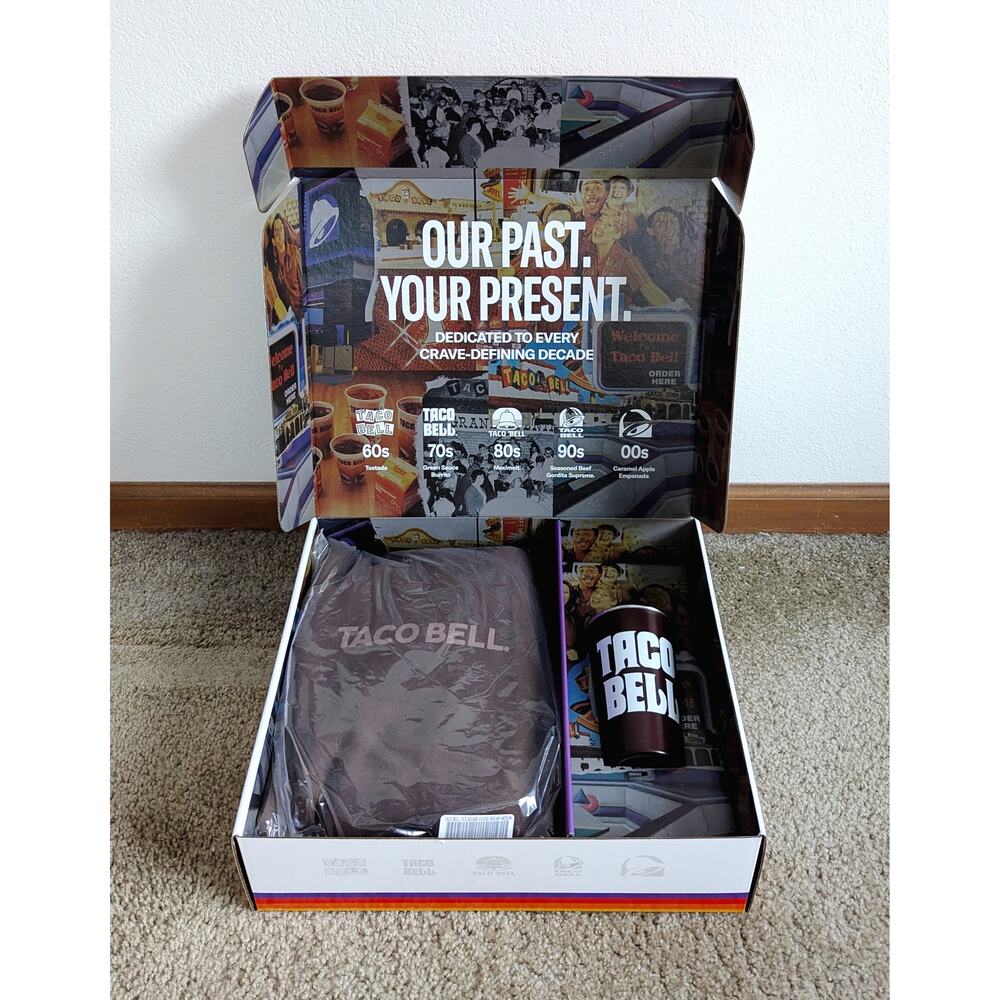 Limited Edition Taco Bell Decades 70s Sweatshirt M & Tumbler Bundle